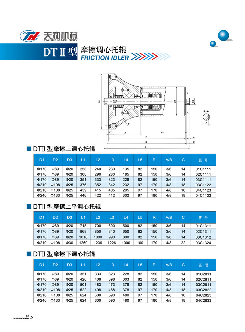 摩擦调心托辊 dtii型